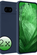 BASEY. Hoes Geschikt voor Google Pixel 8a Hoesje Siliconen Back Cover Case - Hoesje Geschikt voor Google Pixel 8a Hoes Cover Hoesje - Donkerblauw - 2 Stuks