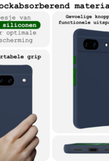 BASEY. Hoes Geschikt voor Google Pixel 8a Hoesje Siliconen Back Cover Case - Hoesje Geschikt voor Google Pixel 8a Hoes Cover Hoesje - Donkerblauw - 2 Stuks