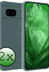 BASEY. Hoes Geschikt voor Google Pixel 8a Hoesje Siliconen Back Cover Case - Hoesje Geschikt voor Google Pixel 8a Hoes Cover Hoesje - Donkergroen - 2 Stuks
