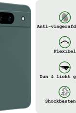 BASEY. Hoes Geschikt voor Google Pixel 8a Hoesje Siliconen Back Cover Case - Hoesje Geschikt voor Google Pixel 8a Hoes Cover Hoesje - Donkergroen - 2 Stuks