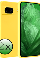 BASEY. Hoes Geschikt voor Google Pixel 8a Hoesje Siliconen Back Cover Case - Hoesje Geschikt voor Google Pixel 8a Hoes Cover Hoesje - Geel - 2 Stuks