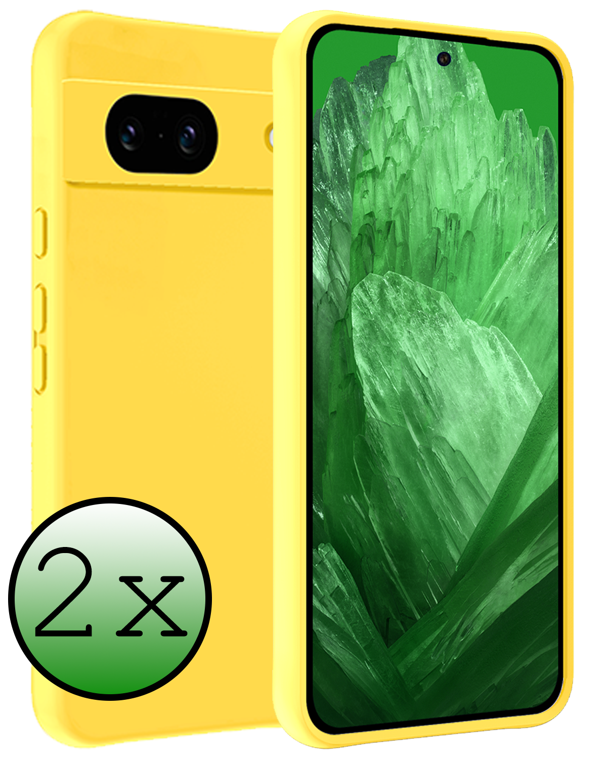 BASEY. Hoes Geschikt voor Google Pixel 8a Hoesje Siliconen Back Cover Case - Hoesje Geschikt voor Google Pixel 8a Hoes Cover Hoesje - Geel - 2 Stuks