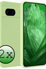 BASEY. Hoes Geschikt voor Google Pixel 8a Hoesje Siliconen Back Cover Case - Hoesje Geschikt voor Google Pixel 8a Hoes Cover Hoesje - Groen - 2 Stuks