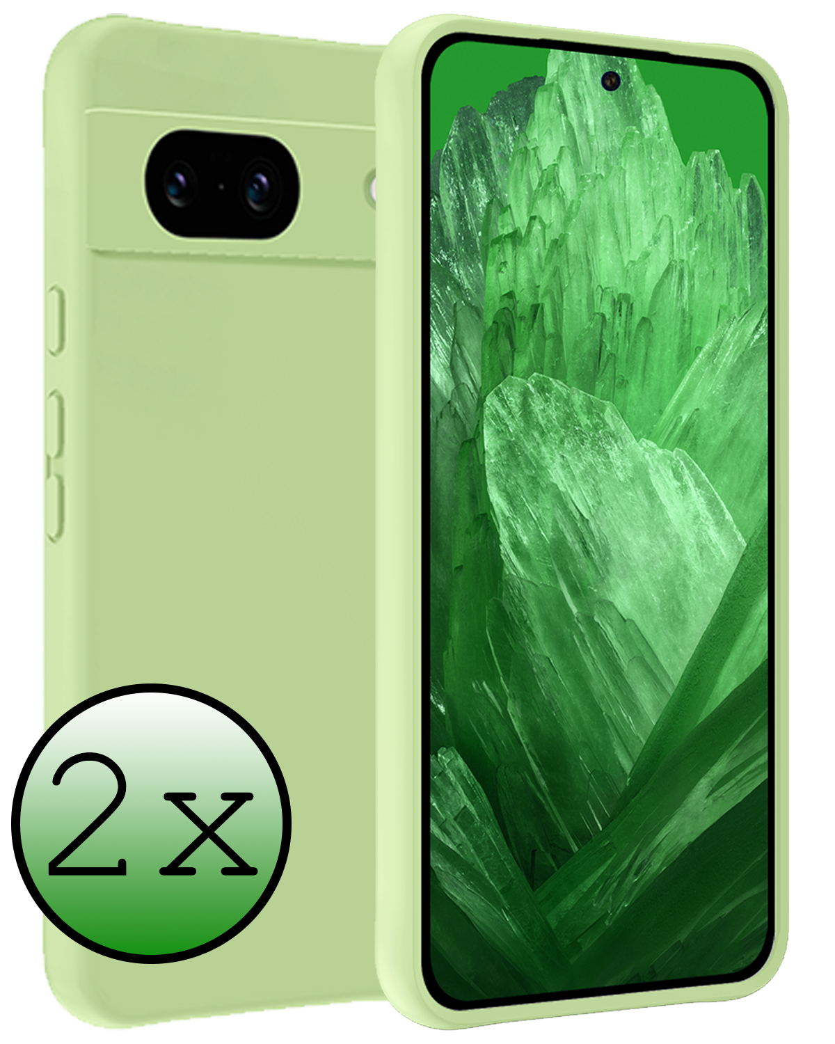 BASEY. Hoes Geschikt voor Google Pixel 8a Hoesje Siliconen Back Cover Case - Hoesje Geschikt voor Google Pixel 8a Hoes Cover Hoesje - Groen - 2 Stuks
