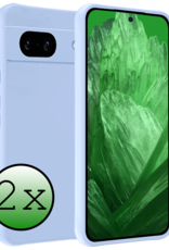BASEY. Hoes Geschikt voor Google Pixel 8a Hoesje Siliconen Back Cover Case - Hoesje Geschikt voor Google Pixel 8a Hoes Cover Hoesje - Lichtblauw - 2 Stuks