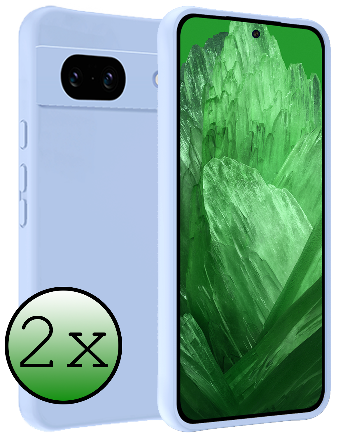 BASEY. Hoes Geschikt voor Google Pixel 8a Hoesje Siliconen Back Cover Case - Hoesje Geschikt voor Google Pixel 8a Hoes Cover Hoesje - Lichtblauw - 2 Stuks