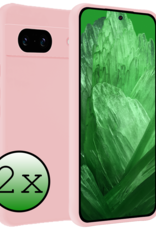 BASEY. Hoes Geschikt voor Google Pixel 8a Hoesje Siliconen Back Cover Case - Hoesje Geschikt voor Google Pixel 8a Hoes Cover Hoesje - Lichtroze - 2 Stuks