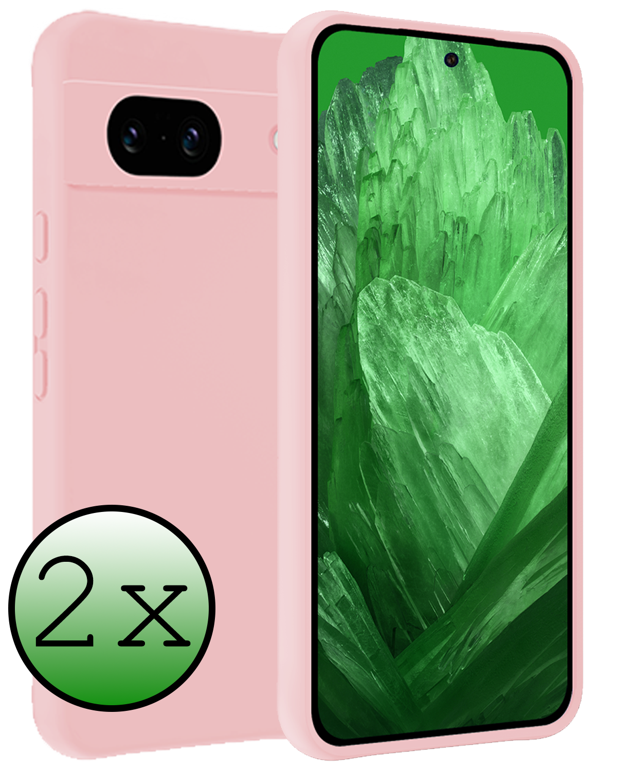 BASEY. Hoes Geschikt voor Google Pixel 8a Hoesje Siliconen Back Cover Case - Hoesje Geschikt voor Google Pixel 8a Hoes Cover Hoesje - Lichtroze - 2 Stuks