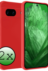 BASEY. Hoes Geschikt voor Google Pixel 8a Hoesje Siliconen Back Cover Case - Hoesje Geschikt voor Google Pixel 8a Hoes Cover Hoesje - Rood - 2 Stuks