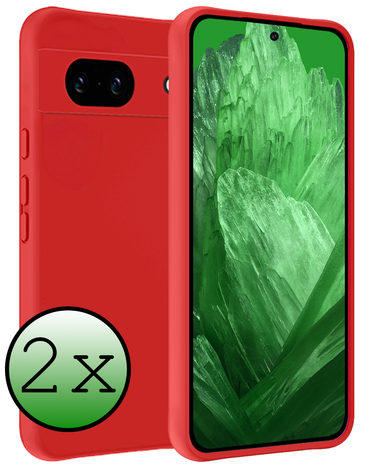 BASEY. Hoes Geschikt voor Google Pixel 8a Hoesje Siliconen Back Cover Case - Hoesje Geschikt voor Google Pixel 8a Hoes Cover Hoesje - Rood - 2 Stuks