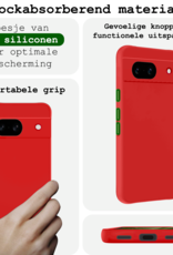BASEY. Hoes Geschikt voor Google Pixel 8a Hoesje Siliconen Back Cover Case - Hoesje Geschikt voor Google Pixel 8a Hoes Cover Hoesje - Rood - 2 Stuks