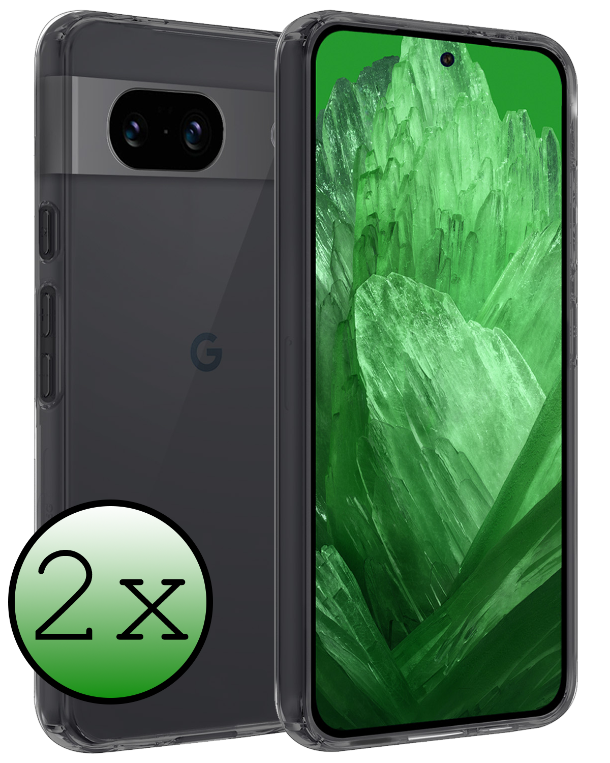 BASEY. Hoes Geschikt voor Google Pixel 8a Hoesje Siliconen Back Cover Case - Hoesje Geschikt voor Google Pixel 8a Hoes Cover Hoesje - Transparant - 2 Stuks