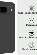 BASEY. Hoes Geschikt voor Google Pixel 8a Hoesje Siliconen Back Cover Case - Hoesje Geschikt voor Google Pixel 8a Hoes Cover Hoesje - Zwart