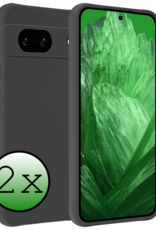 BASEY. Hoes Geschikt voor Google Pixel 8a Hoesje Siliconen Back Cover Case - Hoesje Geschikt voor Google Pixel 8a Hoes Cover Hoesje - Zwart - 2 Stuks