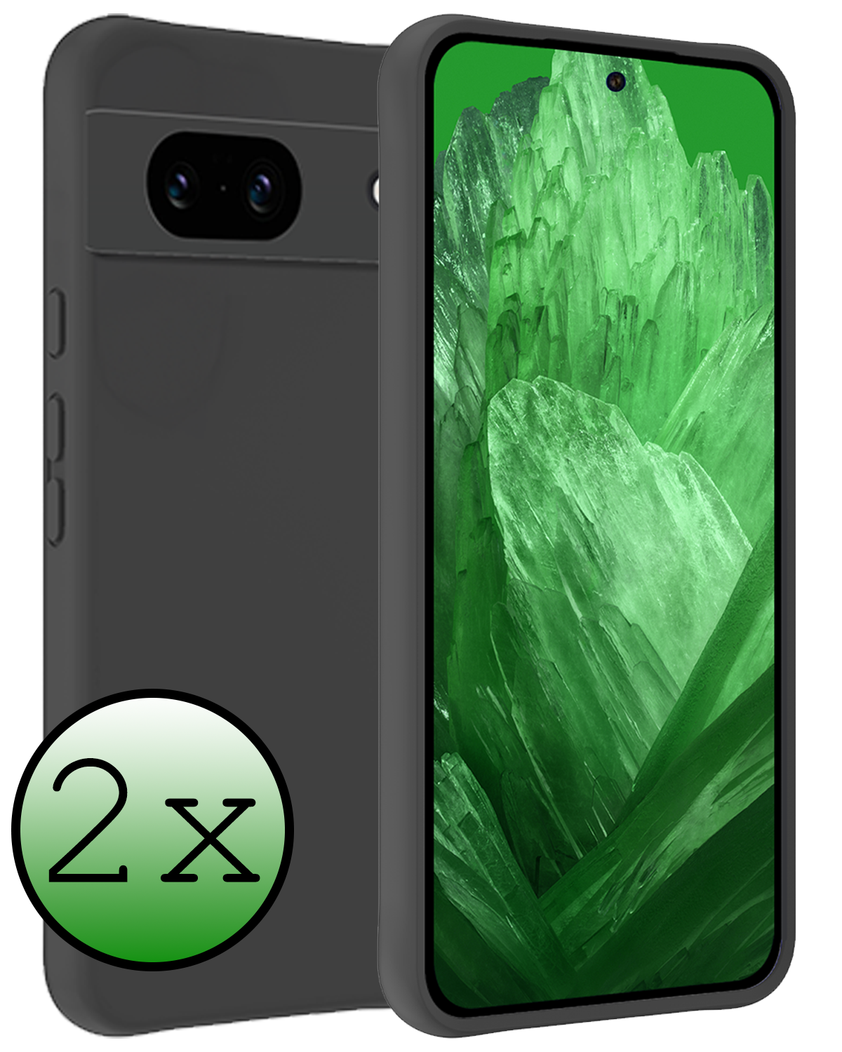 BASEY. Hoes Geschikt voor Google Pixel 8a Hoesje Siliconen Back Cover Case - Hoesje Geschikt voor Google Pixel 8a Hoes Cover Hoesje - Zwart - 2 Stuks