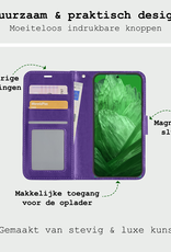 BASEY. Hoes Geschikt voor Google Pixel 8a Hoesje Bookcase Hoes Flip Case Book Cover - Hoesje Geschikt voor Google Pixel 8a Hoes Book Case Hoesje - Paars