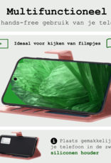 BASEY. Hoes Geschikt voor Google Pixel 8a Hoesje Bookcase Hoes Flip Case Book Cover - Hoesje Geschikt voor Google Pixel 8a Hoes Book Case Hoesje - Rosé goud