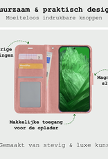 BASEY. Hoes Geschikt voor Google Pixel 8a Hoesje Bookcase Hoes Flip Case Book Cover - Hoesje Geschikt voor Google Pixel 8a Hoes Book Case Hoesje - Rosé goud