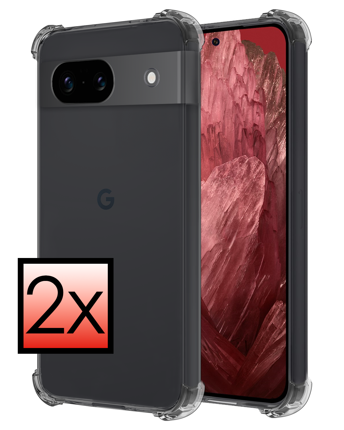 NoXx Hoes Geschikt voor Google Pixel 8a Hoesje Siliconen Cover Shock Proof Back Case Shockproof Hoes - Transparant - 2x