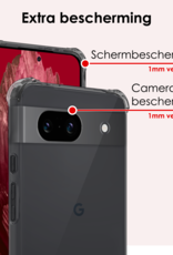 NoXx Hoes Geschikt voor Google Pixel 8a Hoesje Siliconen Cover Shock Proof Back Case Shockproof Hoes - Transparant - 2x