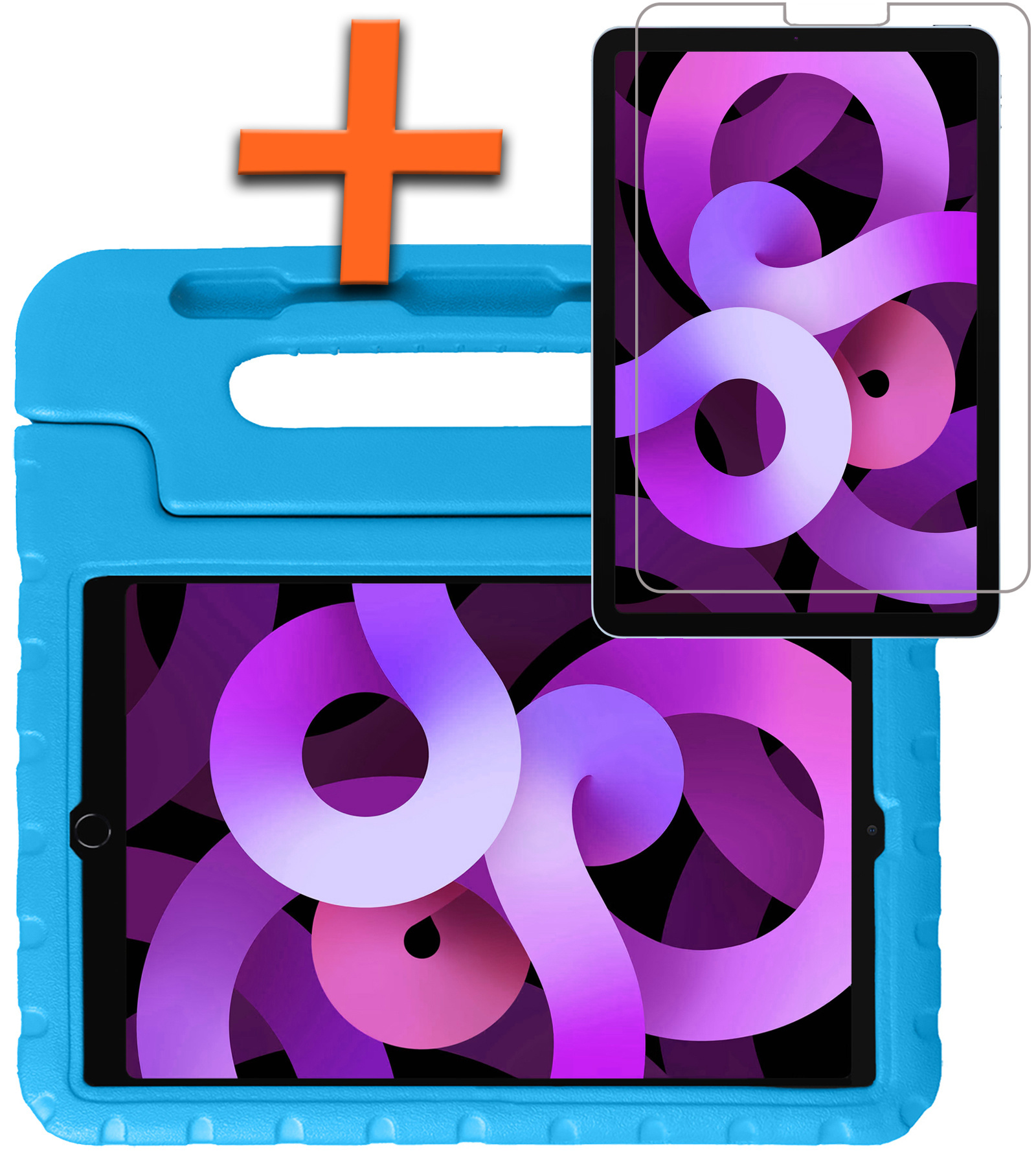 Nomfy Hoes Geschikt voor iPad Air 6 (11 inch) Hoes Bumper Kindvriendelijk Kids Case Kinderhoes Met Screenprotector - Hoesje Geschikt voor iPad Air 2024 (11 inch) Hoesje Shockproof Cover Hoes - Blauw
