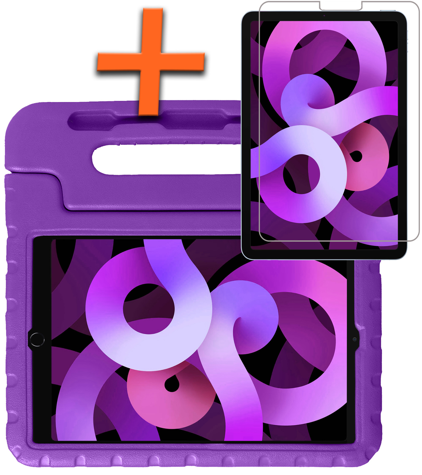 Nomfy Hoes Geschikt voor iPad Air 6 (11 inch) Hoes Bumper Kindvriendelijk Kids Case Kinderhoes Met Screenprotector - Hoesje Geschikt voor iPad Air 2024 (11 inch) Hoesje Shockproof Cover Hoes - Paars