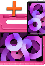 Nomfy Hoes Geschikt voor iPad Air 6 (11 inch) Hoes Bumper Kindvriendelijk Kids Case Kinderhoes Met Screenprotector - Hoesje Geschikt voor iPad Air 2024 (11 inch) Hoesje Shockproof Cover Hoes - Roze