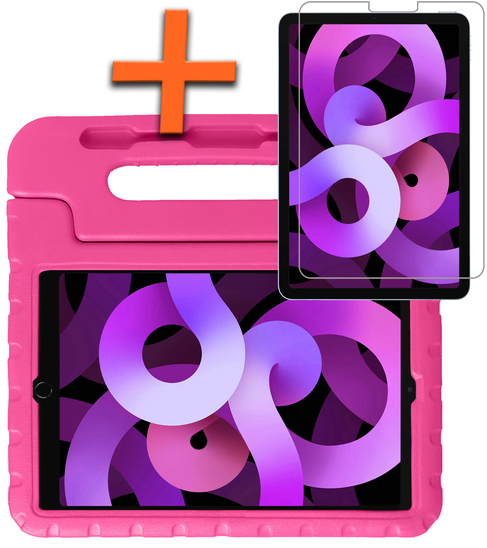 Nomfy Hoes Geschikt voor iPad Air 6 (11 inch) Hoes Bumper Kindvriendelijk Kids Case Kinderhoes Met Screenprotector - Hoesje Geschikt voor iPad Air 2024 (11 inch) Hoesje Shockproof Cover Hoes - Roze