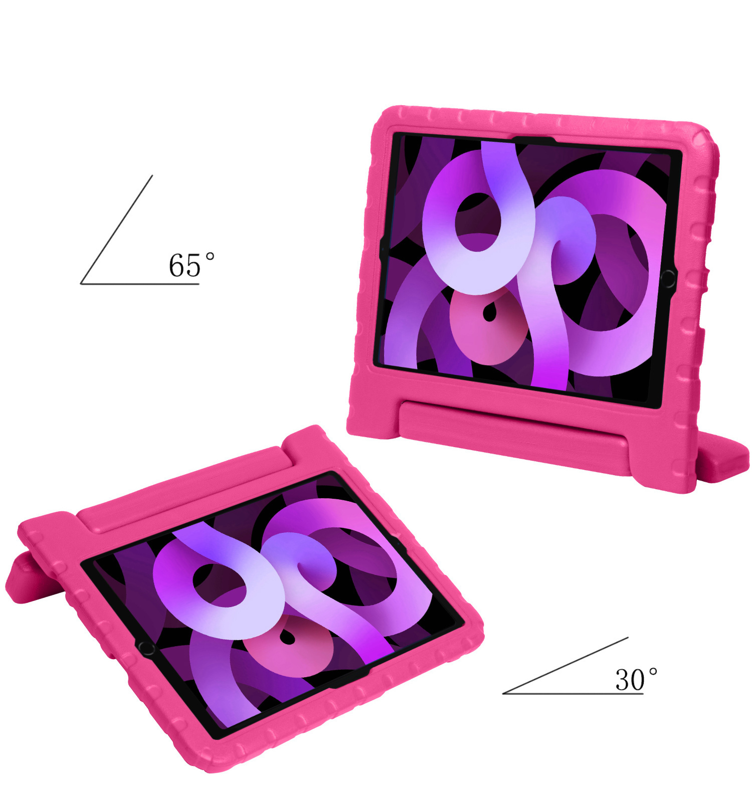 Nomfy Hoes Geschikt voor iPad Air 6 (11 inch) Hoes Bumper Kindvriendelijk Kids Case Kinderhoes Met Screenprotector - Hoesje Geschikt voor iPad Air 2024 (11 inch) Hoesje Shockproof Cover Hoes - Roze