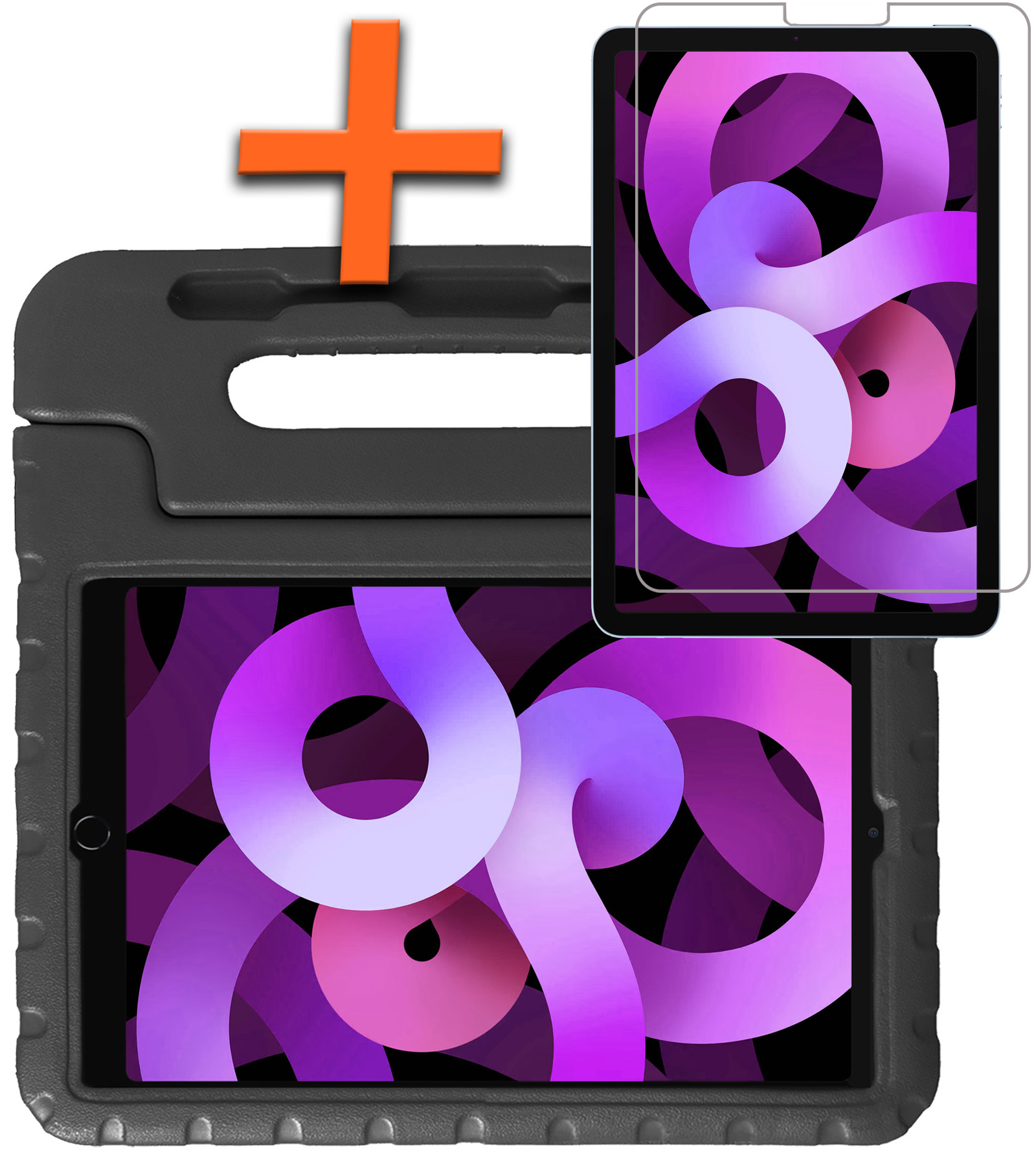Nomfy Hoes Geschikt voor iPad Air 6 (11 inch) Hoes Bumper Kindvriendelijk Kids Case Kinderhoes Met Screenprotector - Hoesje Geschikt voor iPad Air 2024 (11 inch) Hoesje Shockproof Cover Hoes - Zwart