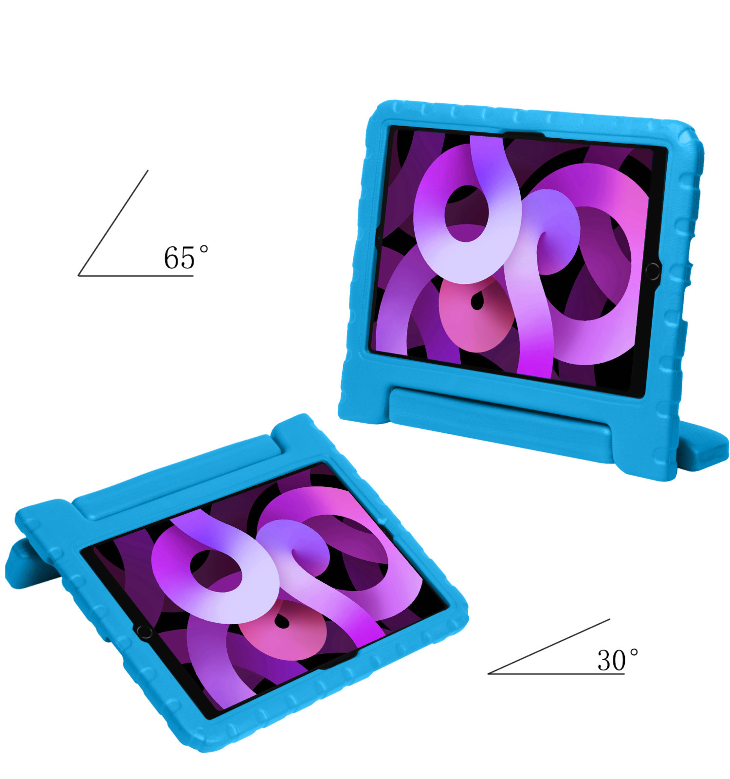 Nomfy Hoes Geschikt voor iPad Air 6 (11 inch) Hoes Bumper Kindvriendelijk Kids Case Kinderhoes Met 2x Screenprotector - Hoesje Geschikt voor iPad Air 2024 (11 inch) Hoesje Shockproof Cover Hoes - Blauw