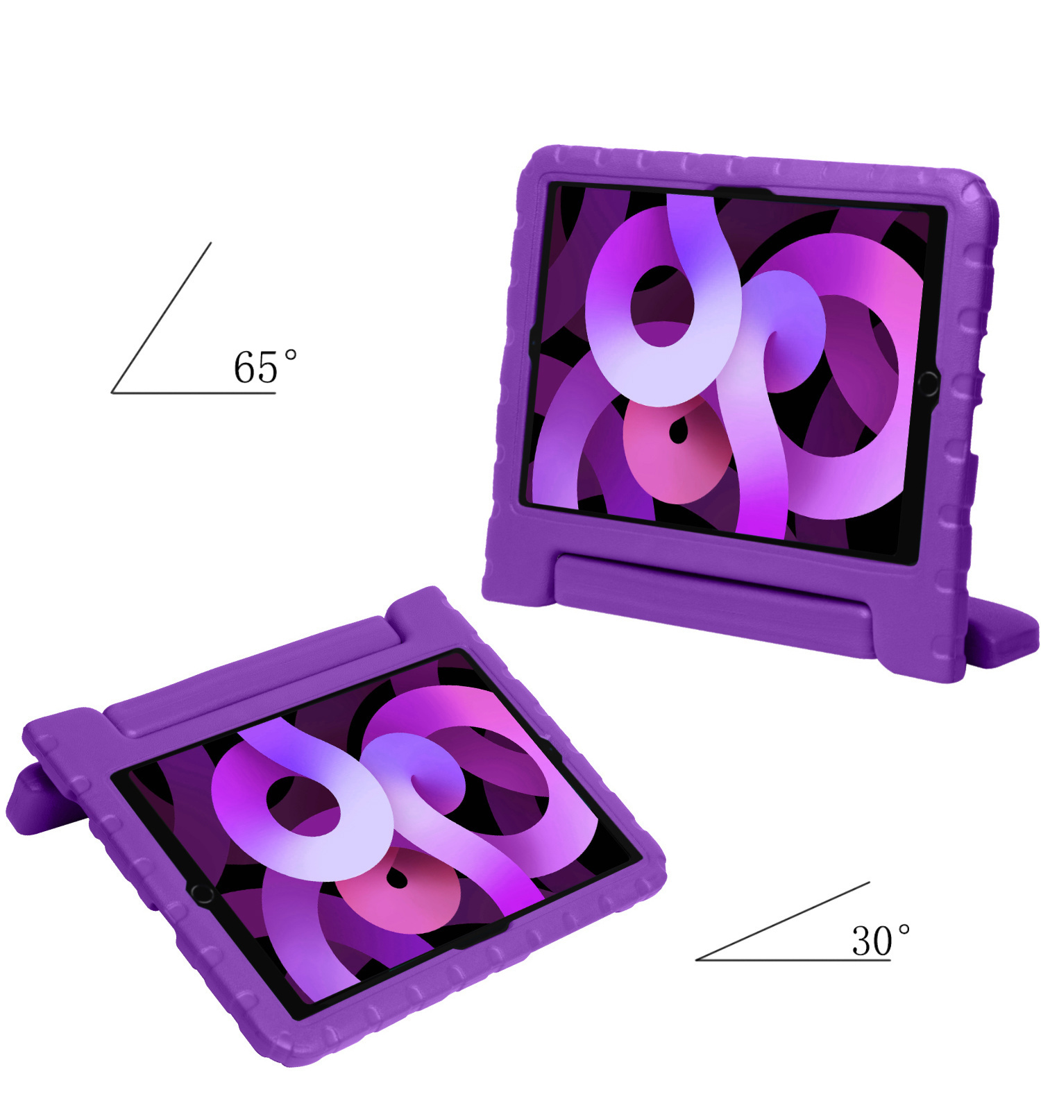 Nomfy Hoes Geschikt voor iPad Air 6 (11 inch) Hoes Bumper Kindvriendelijk Kids Case Kinderhoes Met 2x Screenprotector - Hoesje Geschikt voor iPad Air 2024 (11 inch) Hoesje Shockproof Cover Hoes - Paars