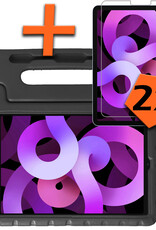 Nomfy Hoes Geschikt voor iPad Air 6 (11 inch) Hoes Bumper Kindvriendelijk Kids Case Kinderhoes Met 2x Screenprotector - Hoesje Geschikt voor iPad Air 2024 (11 inch) Hoesje Shockproof Cover Hoes - Zwart
