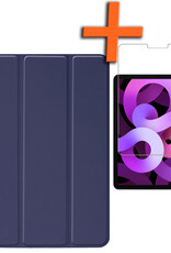 Nomfy Hoes Geschikt voor iPad Air 6 (11 inch) Hoes Tri-fold Tablet Hoesje Case Met Screenprotector - Hoesje Geschikt voor iPad Air 2024 (11 inch) Hoesje Hardcover Bookcase - Donkerblauw