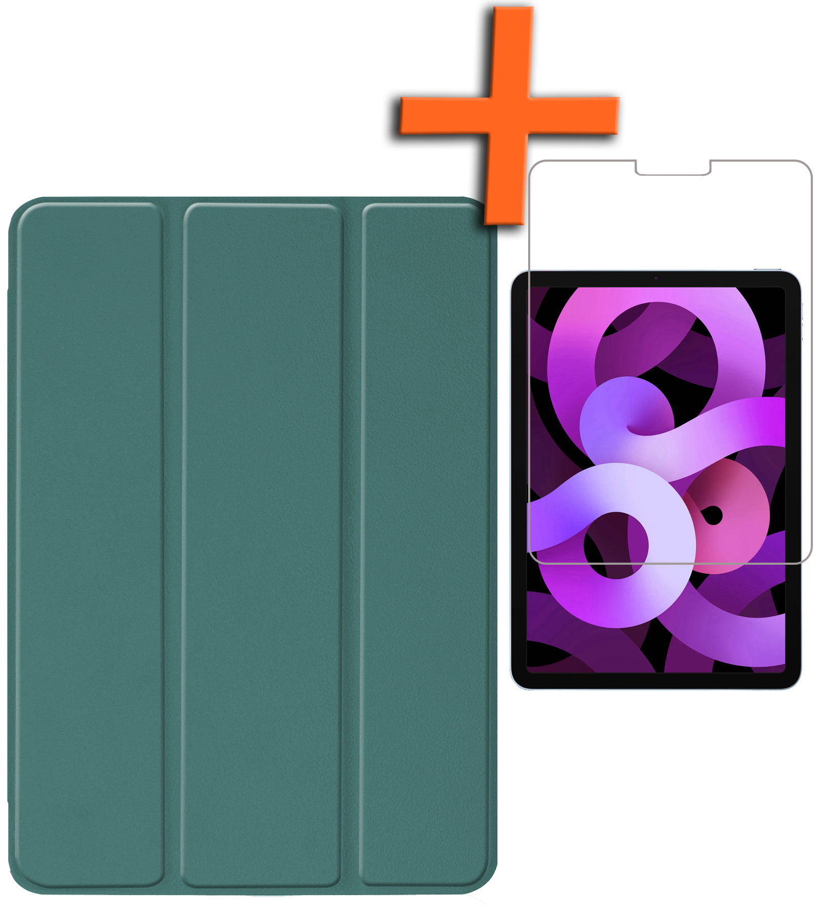 Nomfy Hoes Geschikt voor iPad Air 6 (11 inch) Hoes Tri-fold Tablet Hoesje Case Met Screenprotector - Hoesje Geschikt voor iPad Air 2024 (11 inch) Hoesje Hardcover Bookcase - Donkergroen