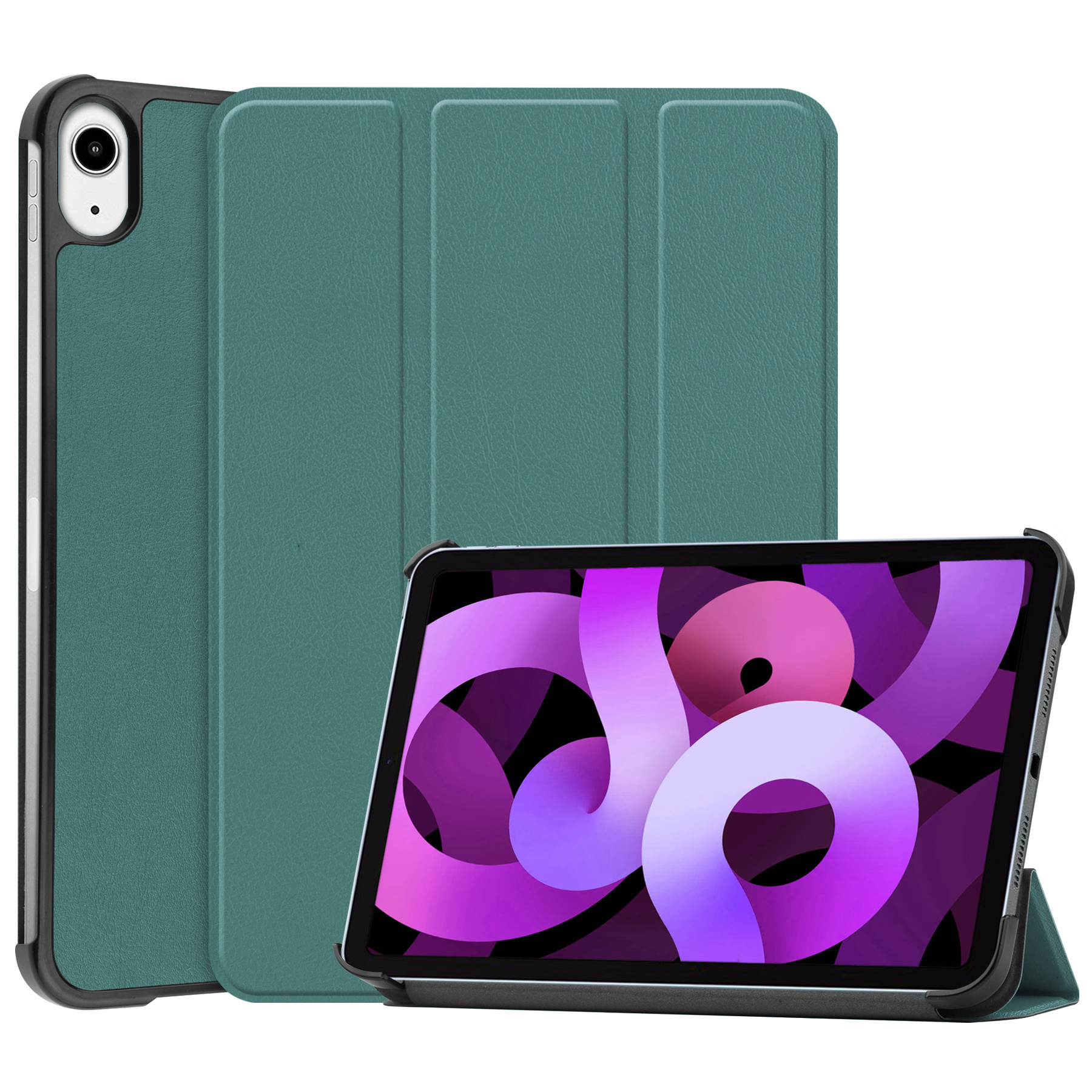 Nomfy Hoes Geschikt voor iPad Air 6 (11 inch) Hoes Tri-fold Tablet Hoesje Case Met Screenprotector - Hoesje Geschikt voor iPad Air 2024 (11 inch) Hoesje Hardcover Bookcase - Donkergroen