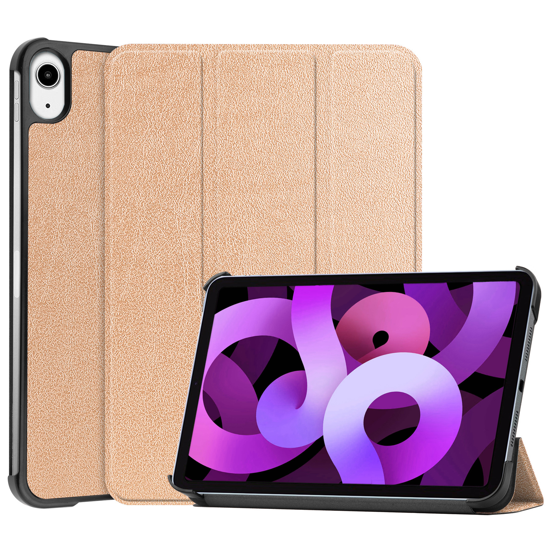 Nomfy Hoes Geschikt voor iPad Air 6 (11 inch) Hoes Tri-fold Tablet Hoesje Case Met Screenprotector - Hoesje Geschikt voor iPad Air 2024 (11 inch) Hoesje Hardcover Bookcase - Goud