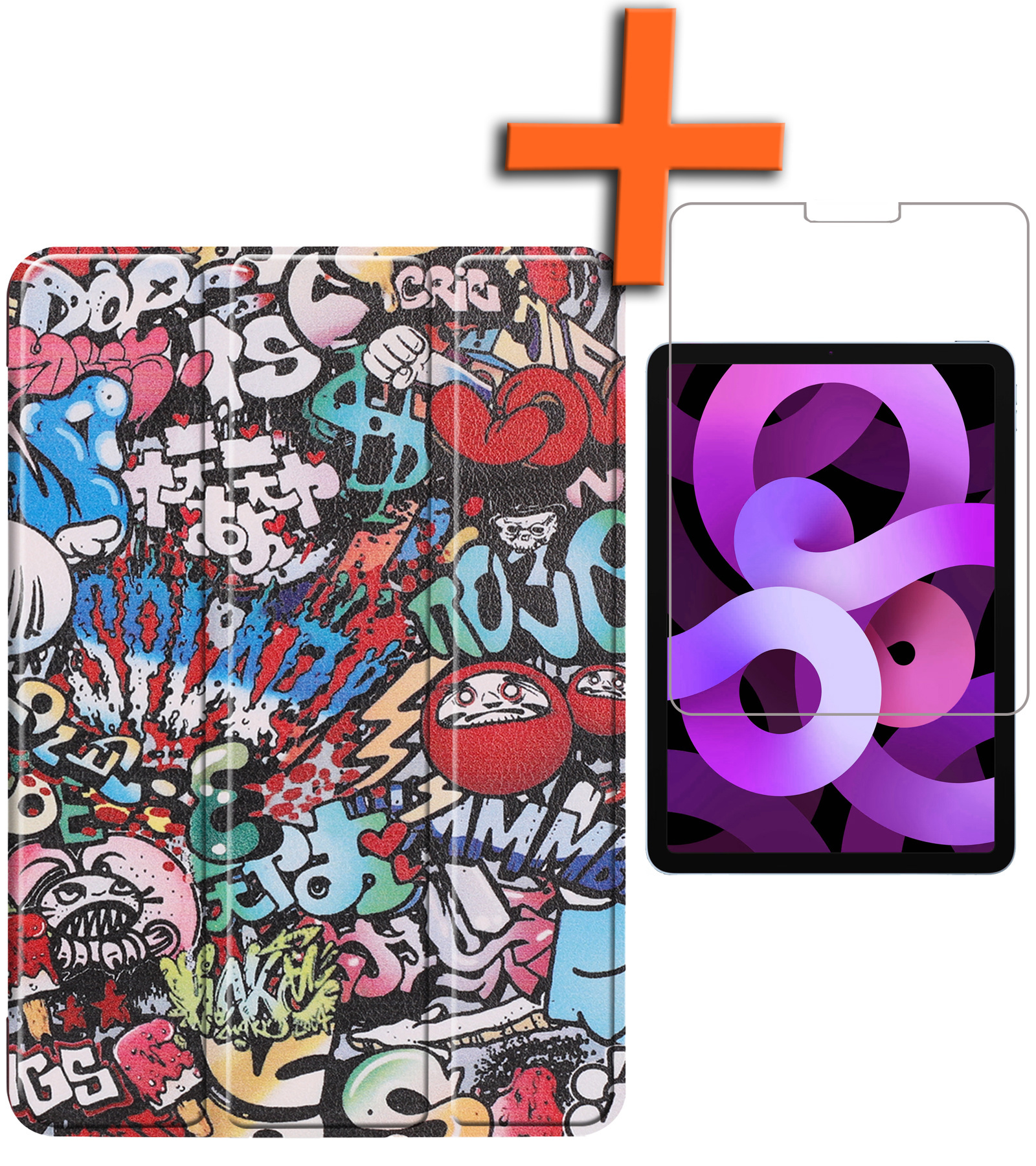 Nomfy Hoes Geschikt voor iPad Air 6 (11 inch) Hoes Tri-fold Tablet Hoesje Case Met Screenprotector - Hoesje Geschikt voor iPad Air 2024 (11 inch) Hoesje Hardcover Bookcase - Graffity