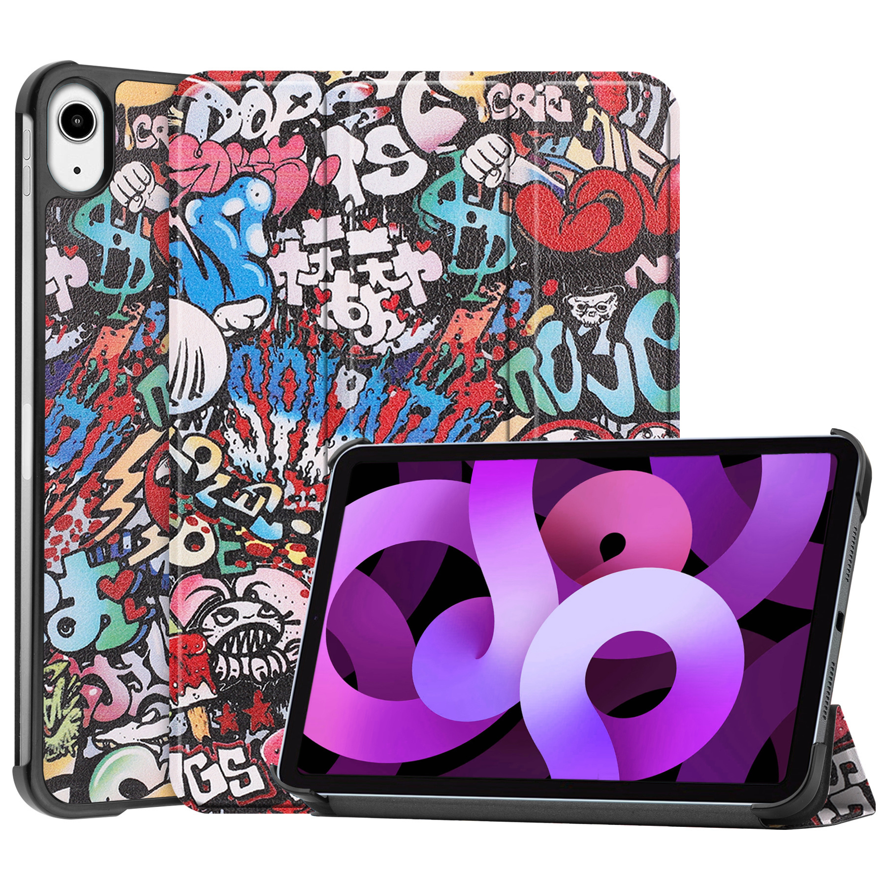 Nomfy Hoes Geschikt voor iPad Air 6 (11 inch) Hoes Tri-fold Tablet Hoesje Case Met Screenprotector - Hoesje Geschikt voor iPad Air 2024 (11 inch) Hoesje Hardcover Bookcase - Graffity