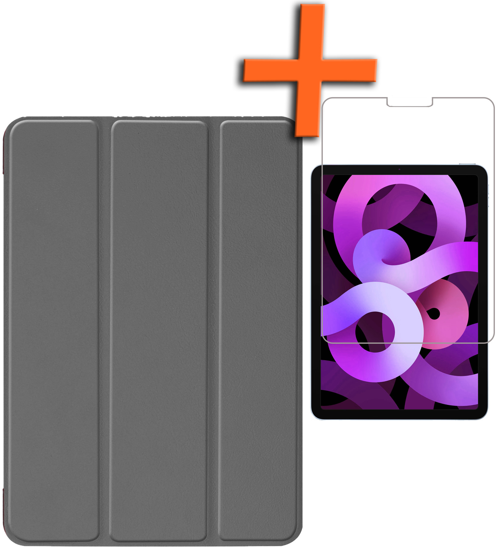 Nomfy Hoes Geschikt voor iPad Air 6 (11 inch) Hoes Tri-fold Tablet Hoesje Case Met Screenprotector - Hoesje Geschikt voor iPad Air 2024 (11 inch) Hoesje Hardcover Bookcase - Grijs
