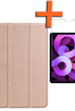 Nomfy Hoes Geschikt voor iPad Air 6 (11 inch) Hoes Tri-fold Tablet Hoesje Case Met Screenprotector - Hoesje Geschikt voor iPad Air 2024 (11 inch) Hoesje Hardcover Bookcase - Rosé goud