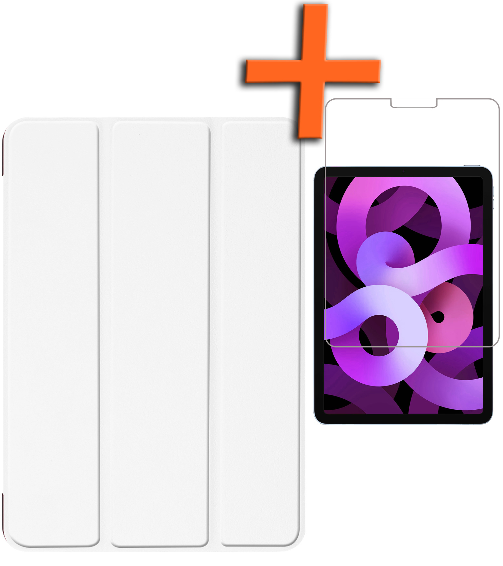 Nomfy Hoes Geschikt voor iPad Air 6 (11 inch) Hoes Tri-fold Tablet Hoesje Case Met Screenprotector - Hoesje Geschikt voor iPad Air 2024 (11 inch) Hoesje Hardcover Bookcase - Wit