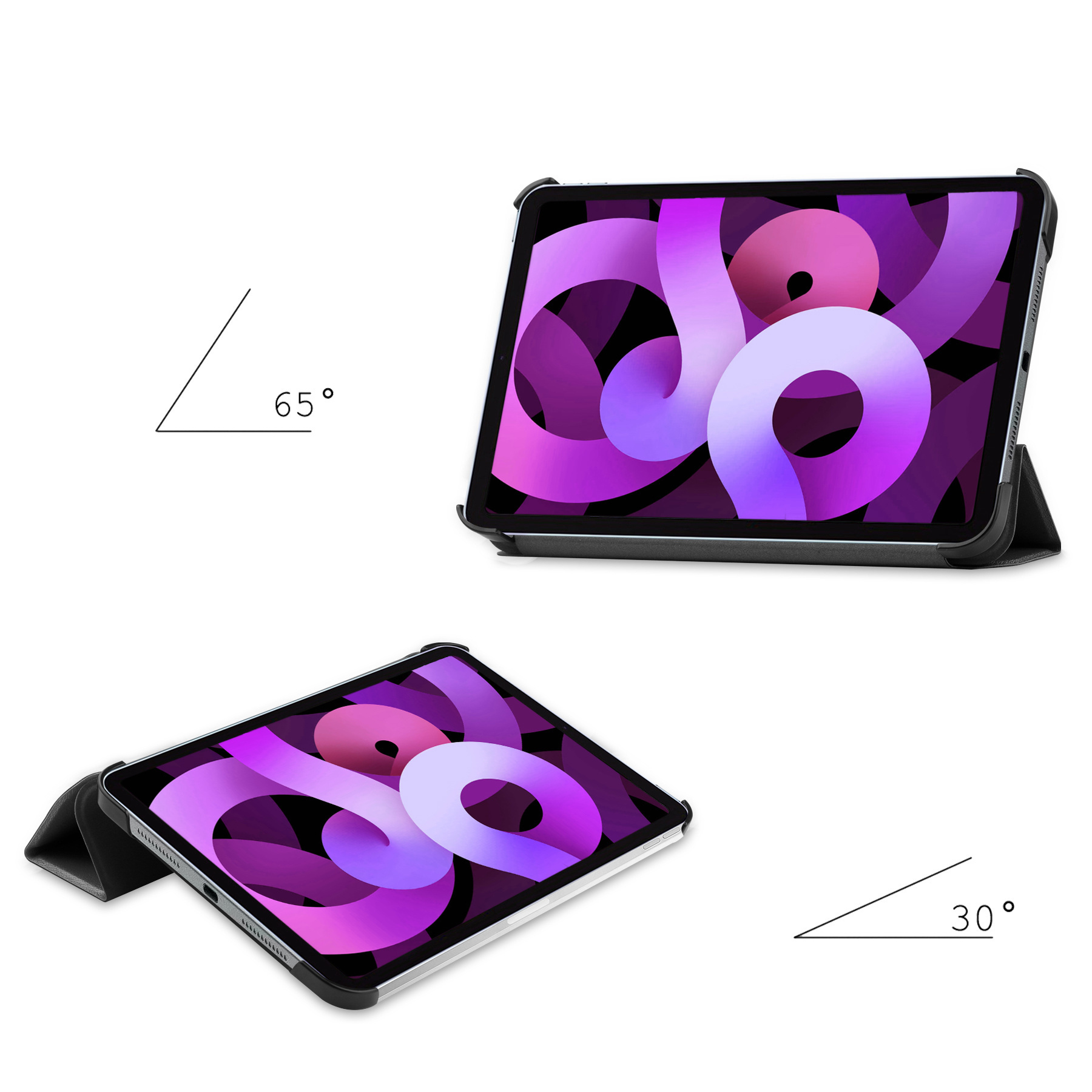 Nomfy Hoes Geschikt voor iPad Air 6 (11 inch) Hoes Tri-fold Tablet Hoesje Case Met Screenprotector - Hoesje Geschikt voor iPad Air 2024 (11 inch) Hoesje Hardcover Bookcase - Zwart