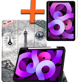 Nomfy Nomfy iPad Air 6 10.9 Hoesje Met Uitsparing Apple Pencil Met Screenprotector - Eiffeltoren