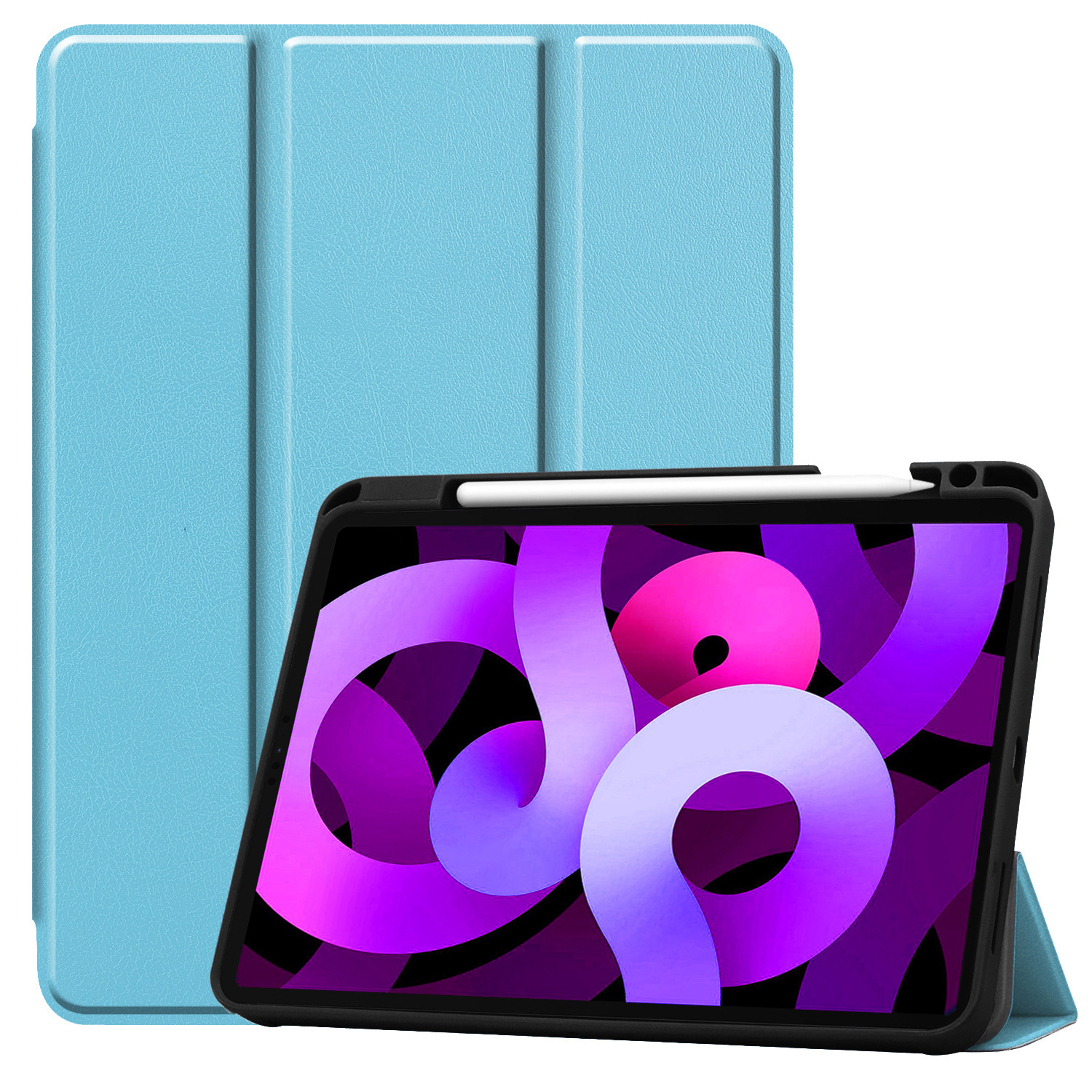 Nomfy Hoes Geschikt voor iPad Air 6 (11 inch) Hoes Tri-fold Tablet Hoesje Case Met Uitsparing Geschikt voor Apple Pencil Met Screenprotector - Hoesje Geschikt voor iPad Air 2024 (11 inch) Hoesje Hardcover Bookcase - Lichtblauw