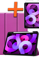 Nomfy Hoes Geschikt voor iPad Air 6 (11 inch) Hoes Tri-fold Tablet Hoesje Case Met Uitsparing Geschikt voor Apple Pencil Met Screenprotector - Hoesje Geschikt voor iPad Air 2024 (11 inch) Hoesje Hardcover Bookcase - Paars