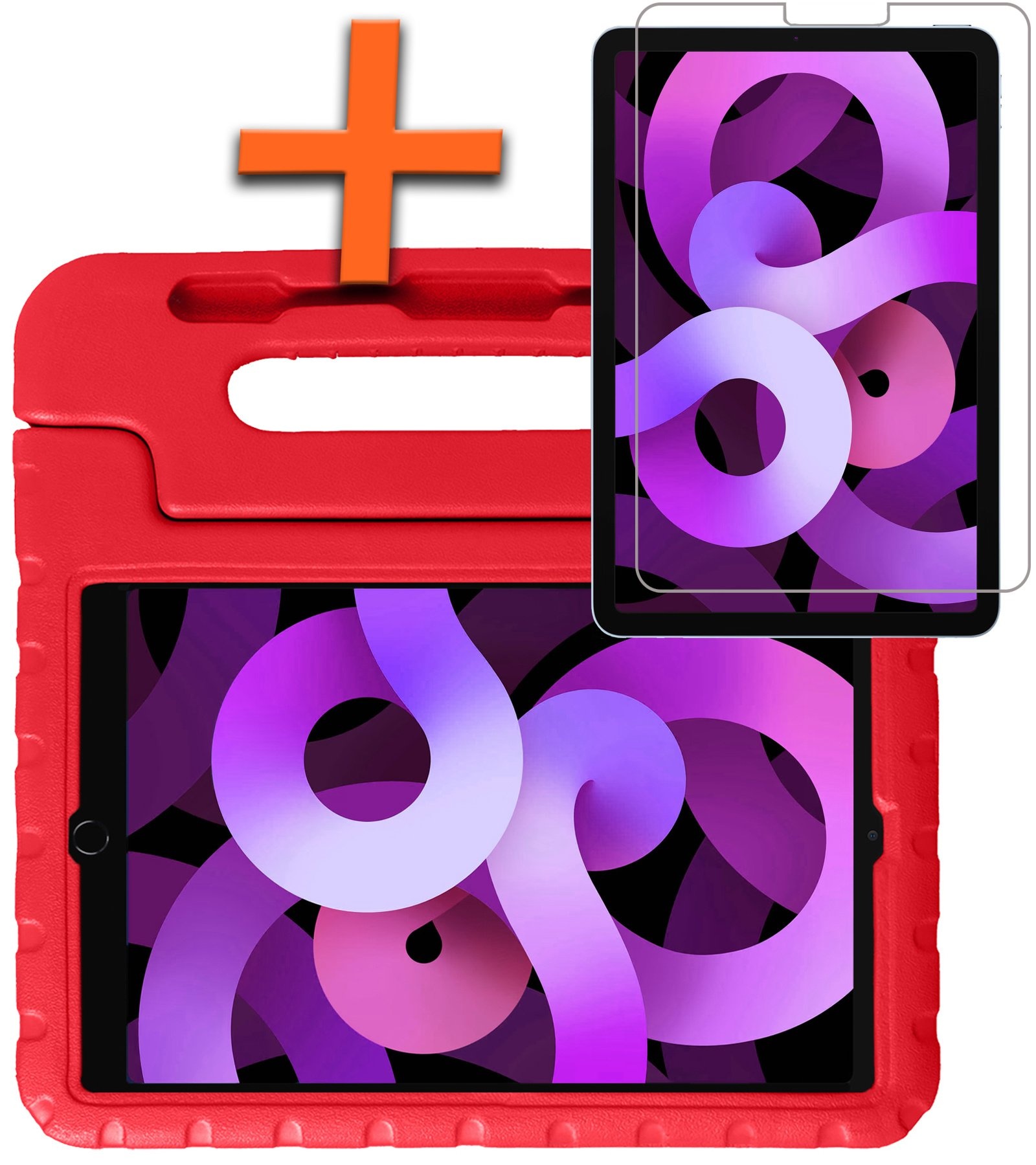Nomfy Hoes Geschikt voor iPad Air 6 (13 inch) Hoes Bumper Kindvriendelijk Kids Case Kinderhoes Met Screenprotector - Hoesje Geschikt voor iPad Air 2024 (13 inch) Hoesje Shockproof Cover Hoes - Rood
