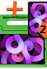 Nomfy Hoes Geschikt voor iPad Air 6 (13 inch) Hoes Bumper Kindvriendelijk Kids Case Kinderhoes Met 2x Screenprotector - Hoesje Geschikt voor iPad Air 2024 (13 inch) Hoesje Shockproof Cover Hoes - Groen