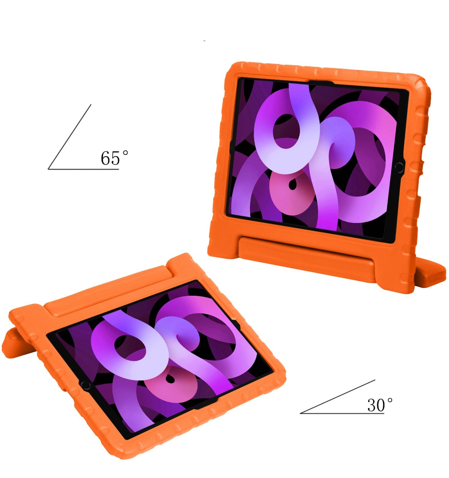 Nomfy Hoes Geschikt voor iPad Air 6 (13 inch) Hoes Bumper Kindvriendelijk Kids Case Kinderhoes Met 2x Screenprotector - Hoesje Geschikt voor iPad Air 2024 (13 inch) Hoesje Shockproof Cover Hoes - Oranje
