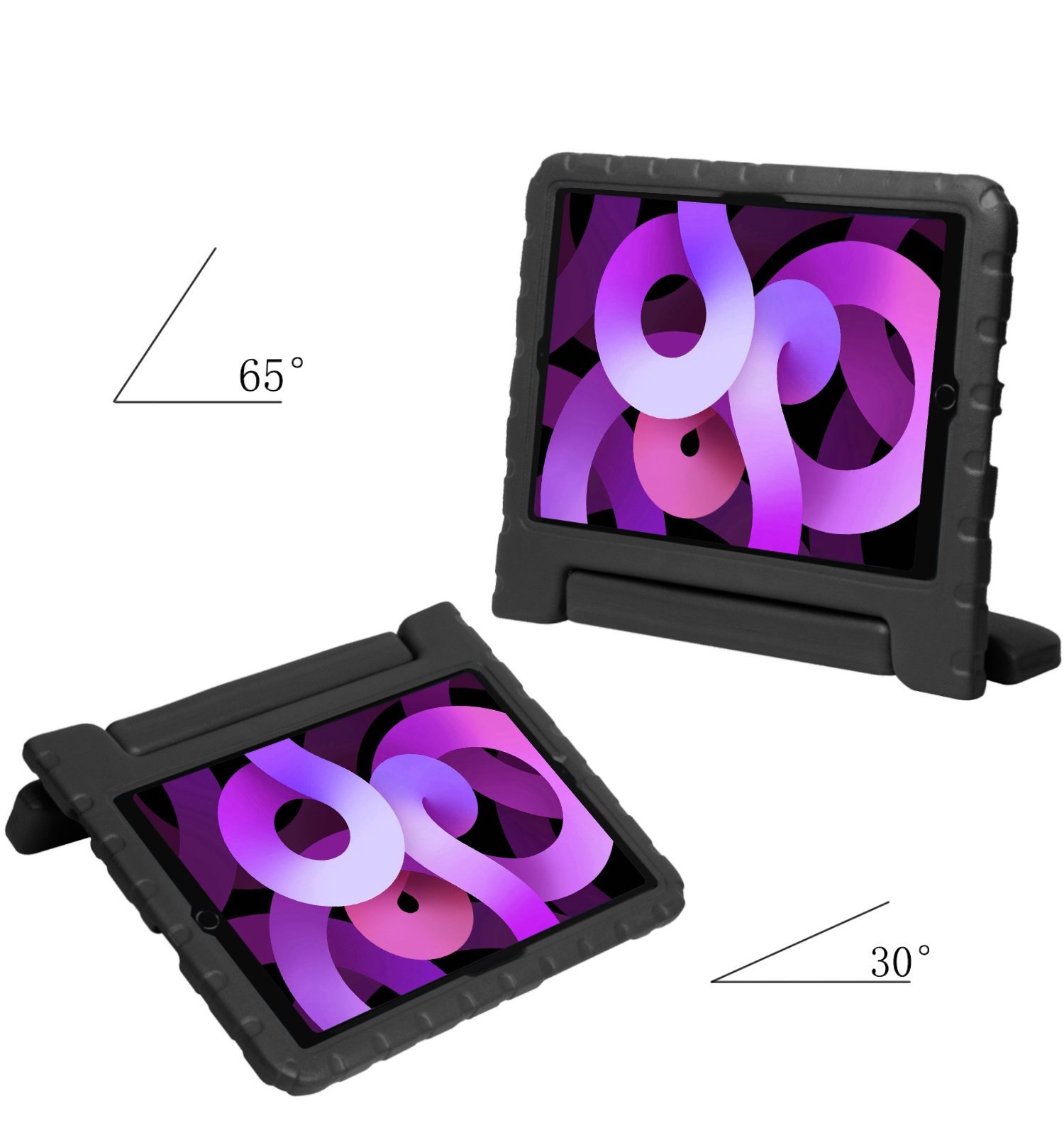 Nomfy Hoes Geschikt voor iPad Air 6 (13 inch) Hoes Bumper Kindvriendelijk Kids Case Kinderhoes Met 2x Screenprotector - Hoesje Geschikt voor iPad Air 2024 (13 inch) Hoesje Shockproof Cover Hoes - Zwart